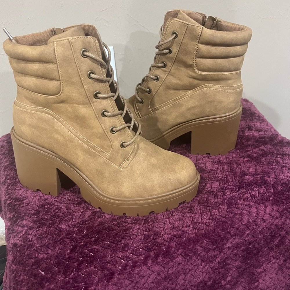 Lane Bryant Tan Lace Up Boots